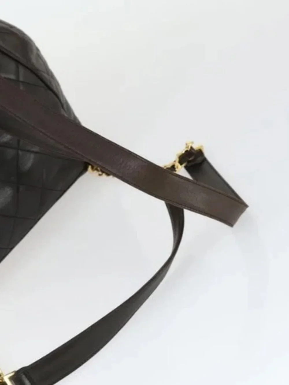 CHANEL Matelasse Backpack Lamb Skin Dark Brown Gold CC Auth ki6346